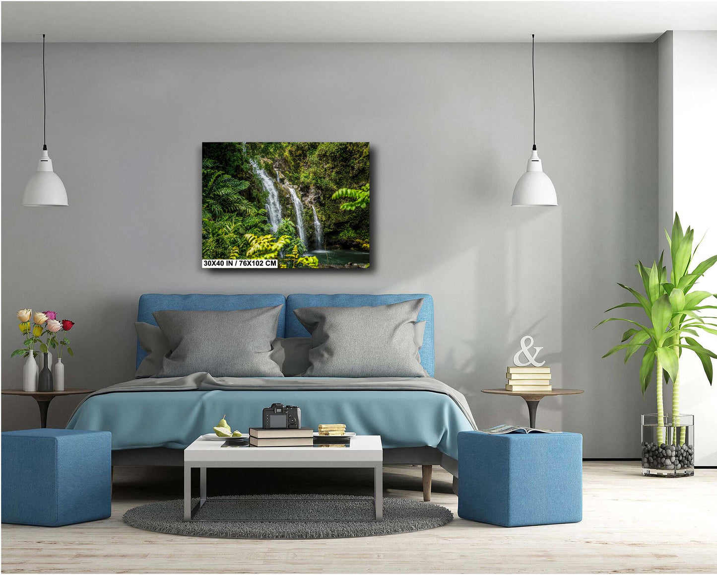 Maui Waterfall Wall Art – Hawaiian Tropical Print | Ready To Hang Canvas, Acrylic