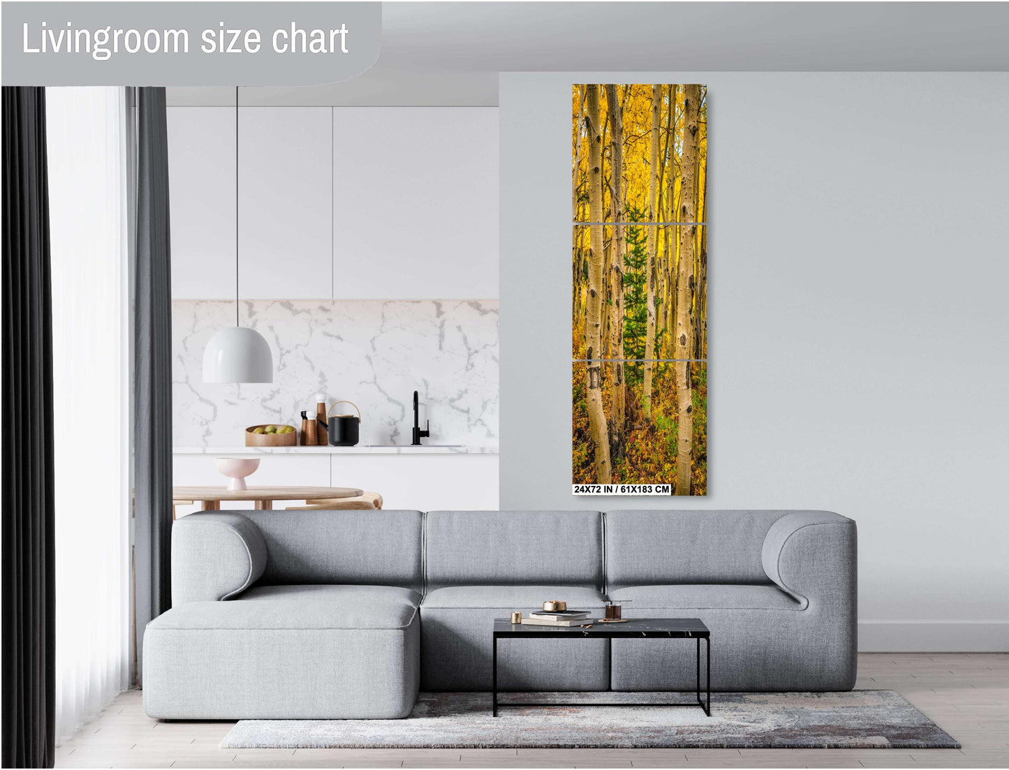 Colorado Aspen Wall Art – Large Autumn Tree Decor with Golden Leaves & Mountain Landscape Print