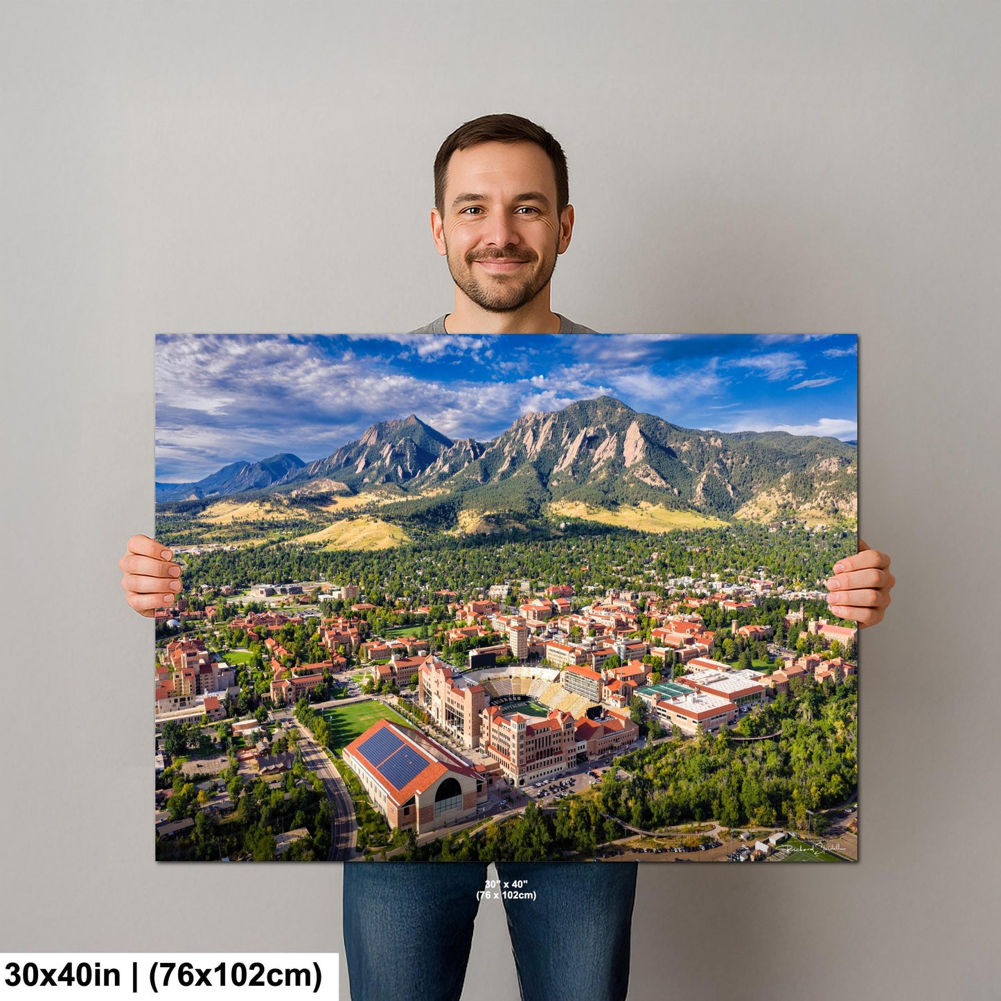 CU Boulder Wall Art – Folsom Field Print | Flatirons Landscape Art Canvas