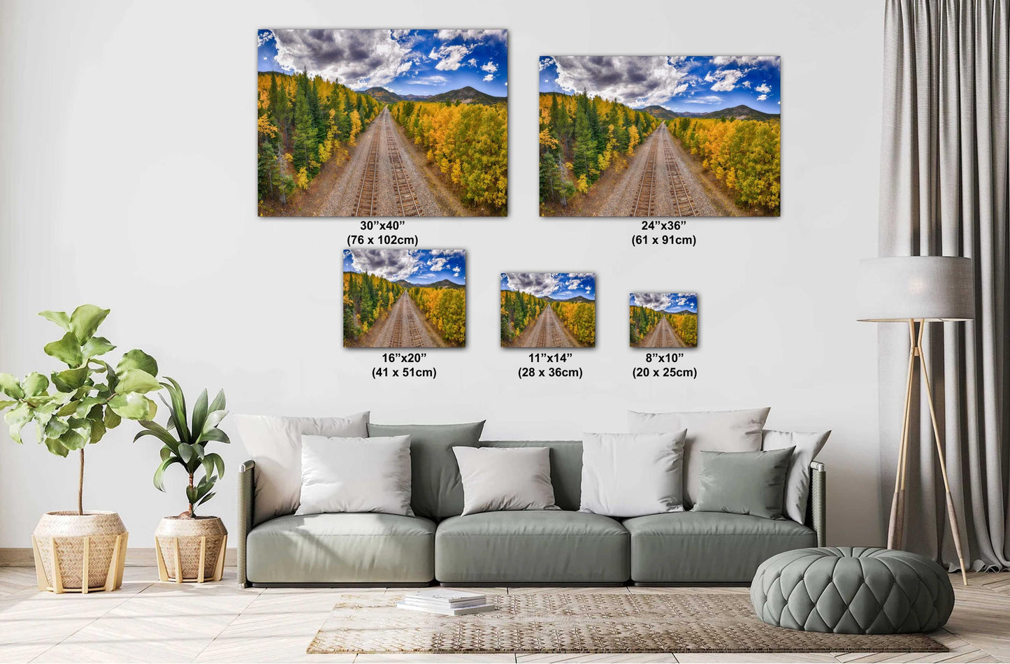Autumn Railroad Wall Art - Fall Foliage Decor | Mountain Landscape Print Canvas