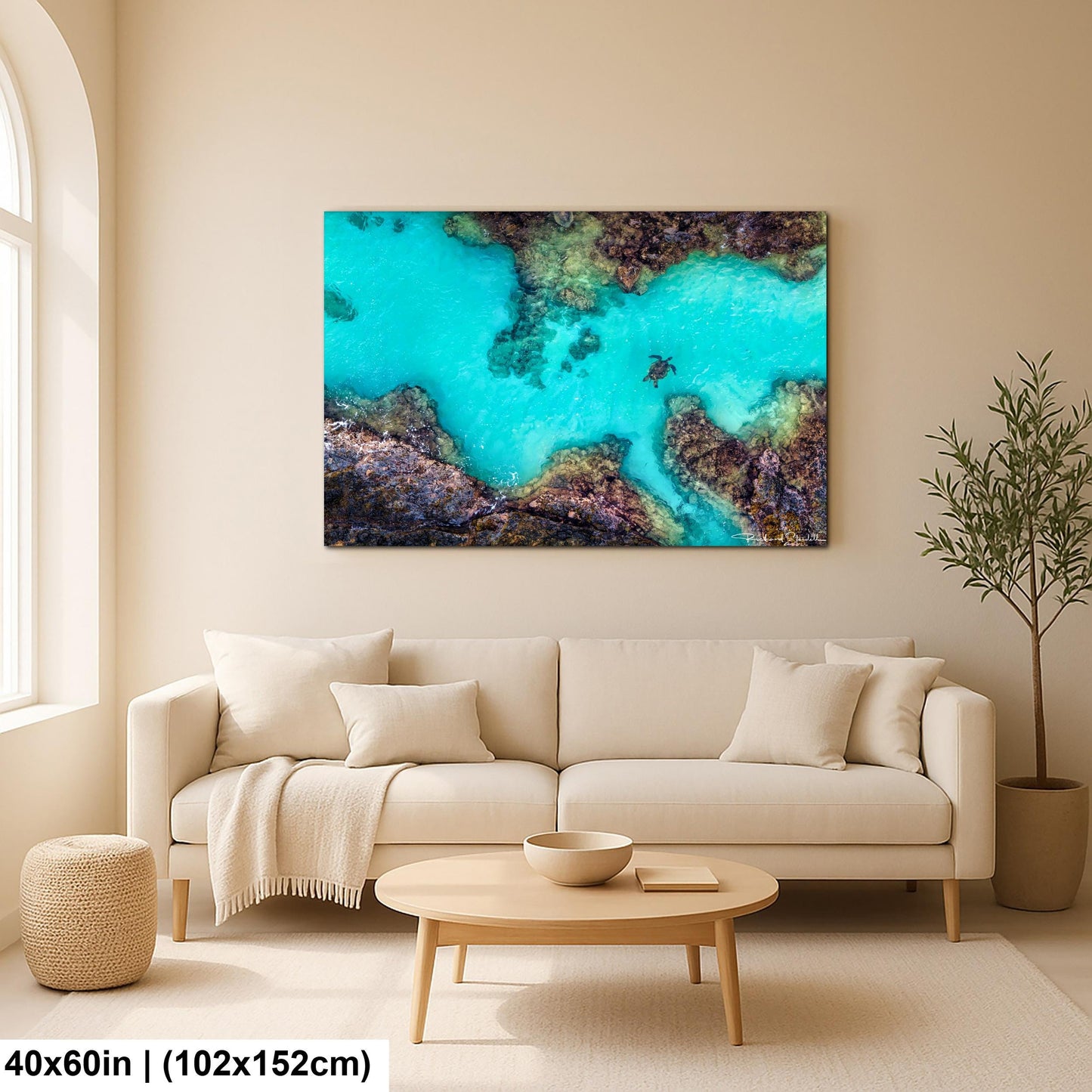 Sea Turtle Wall Art – Maui Reef Scene | Tropical Coastal Decor, Ready To Hang Art