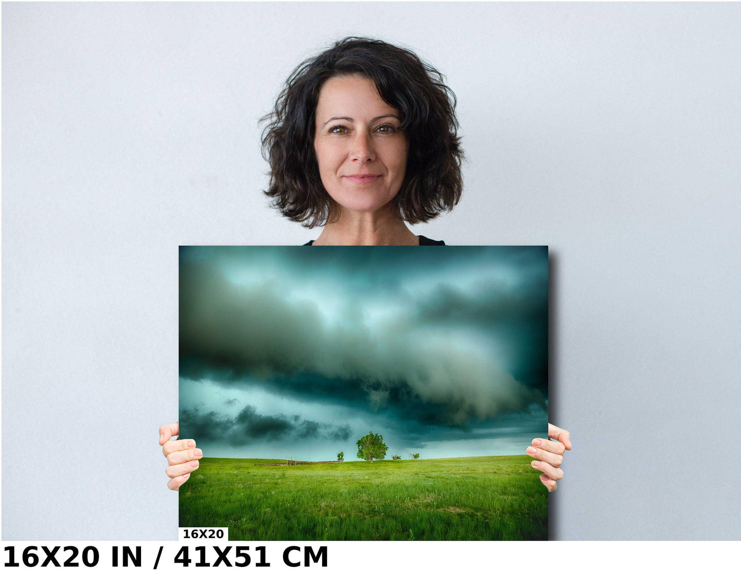 Stormy Sky Wall Art – Moody Landscape Print With Lone Tree Photograph