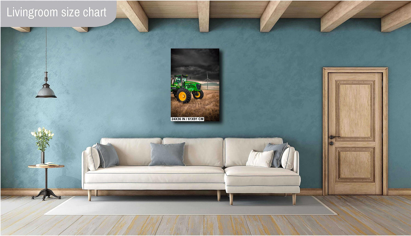 John Deere Tractor Wall Art – Dramatic Farm Landscape Photography Print | Rustic Country Decor