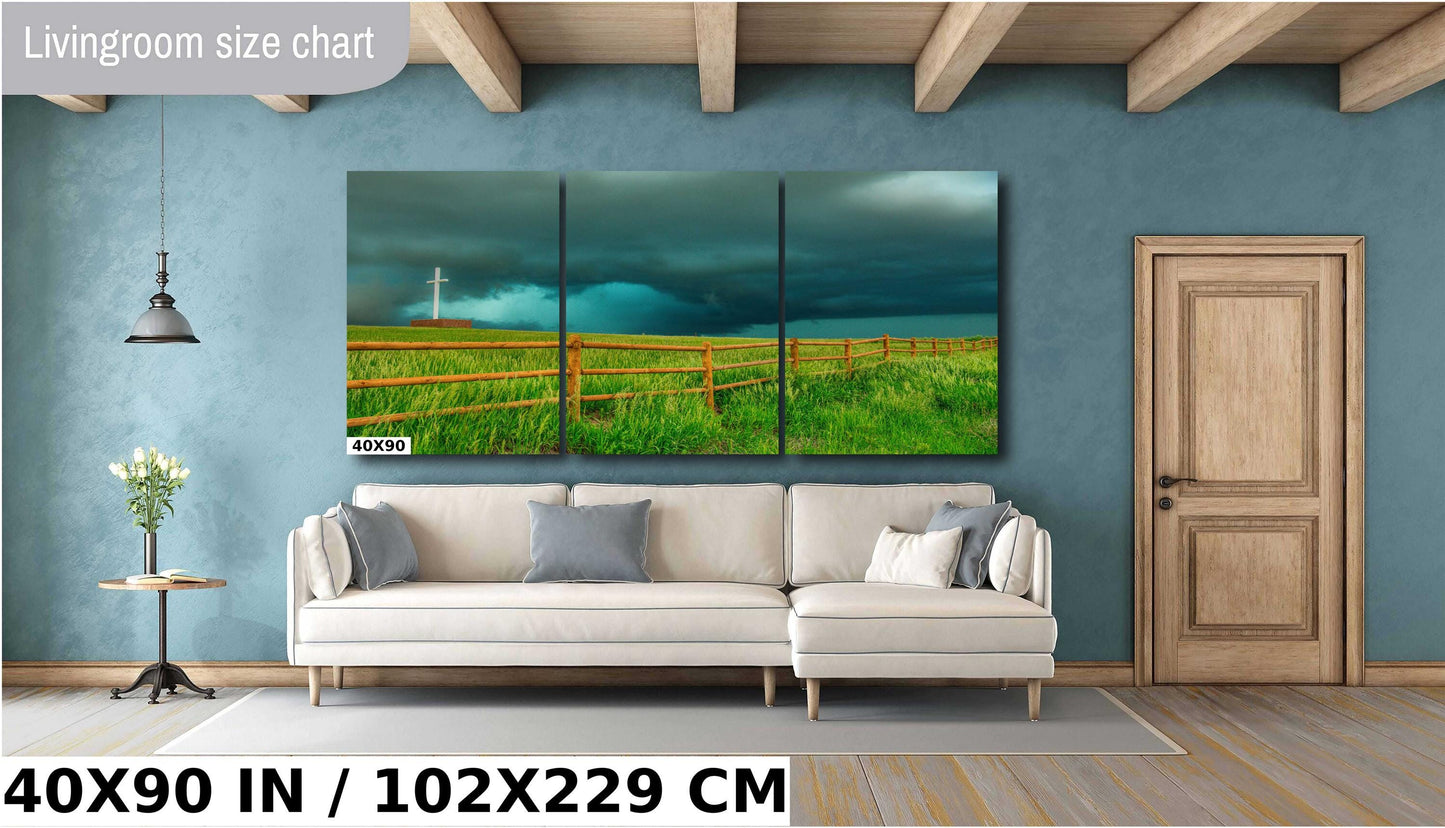 Thunderstorm Wall Art - Moody Lightning Storm Print | Religious Decor for Living Room