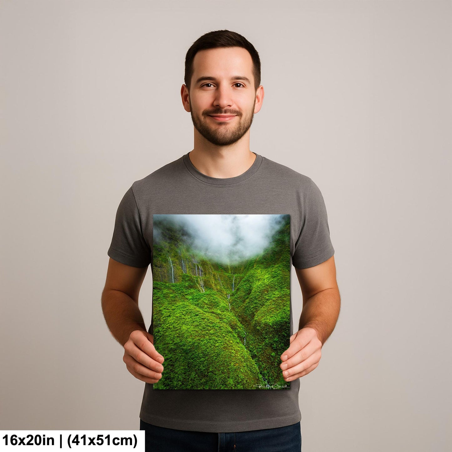 Hawaii Waterfall Wall Art: Tropical Hawaiian Jungle Landscape