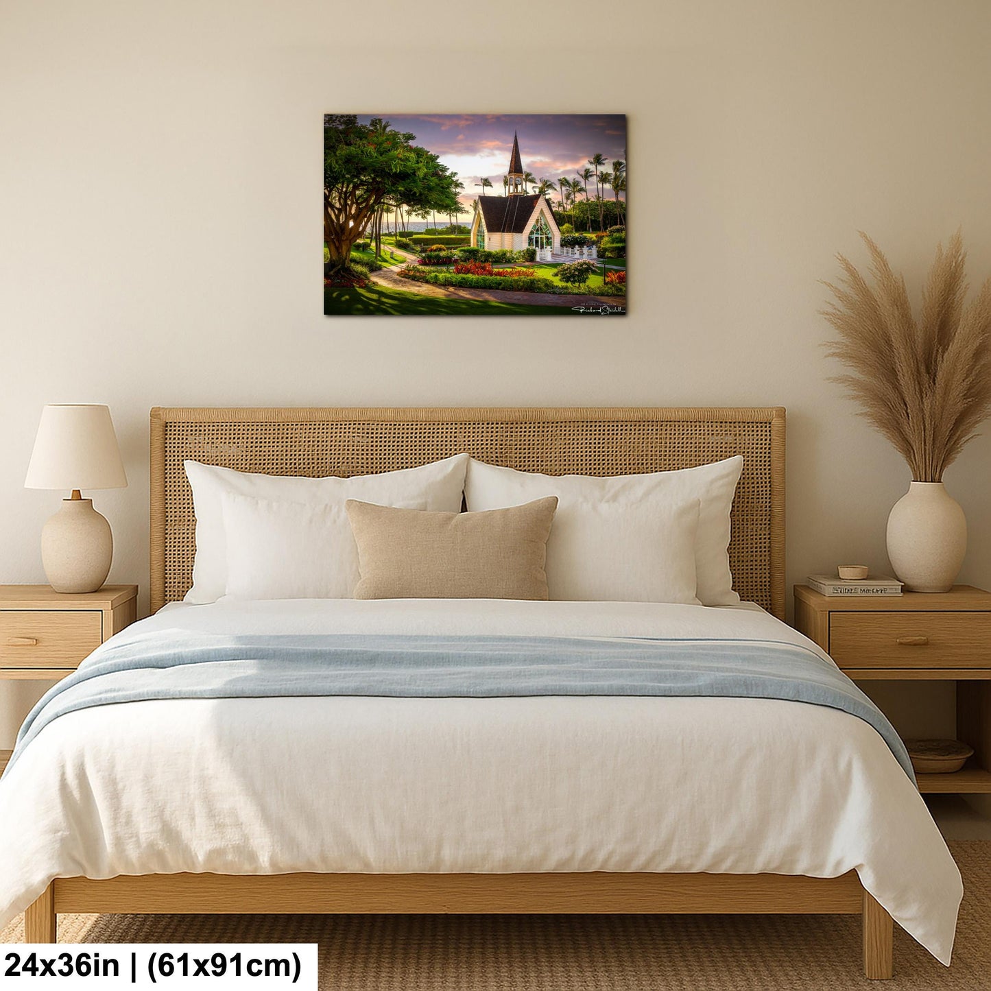 Wailea Chapel Maui Print, Tropical Sunset (Ready to Hang or Paper)