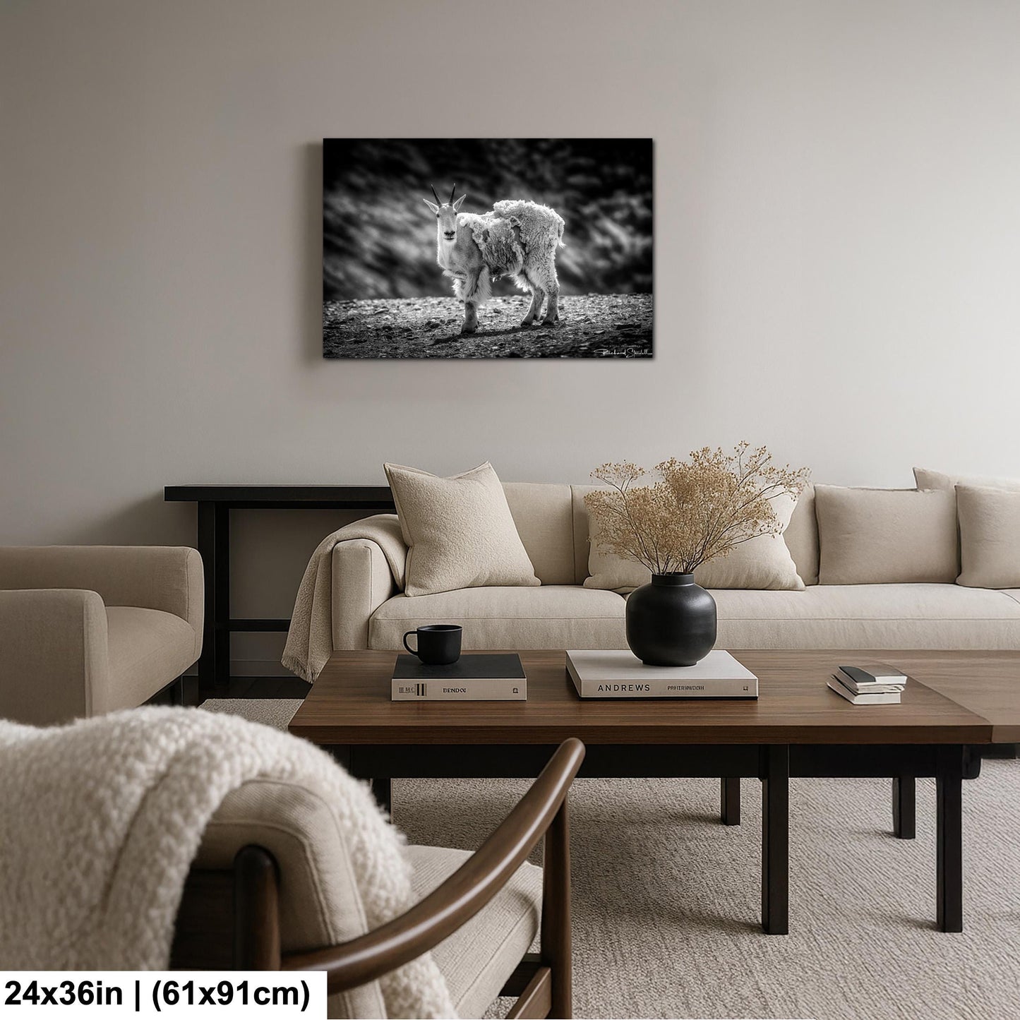 Mountain Goat Wall Art - Rustic Nature Decor | Ready to Hang Canvas Prints