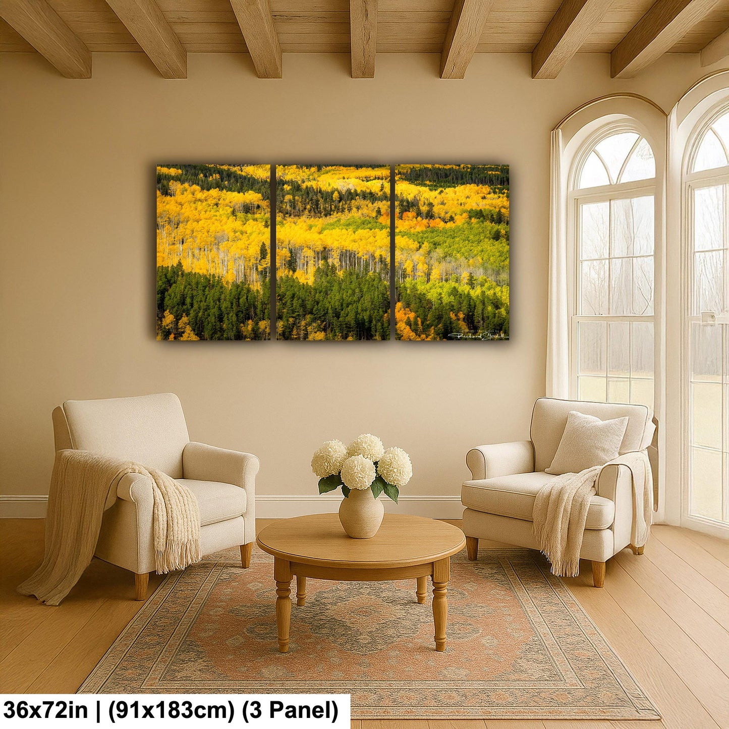 Colorado Aspen Tree Print - Rustic Autumn Mountain Wall Art With Golden Leaves