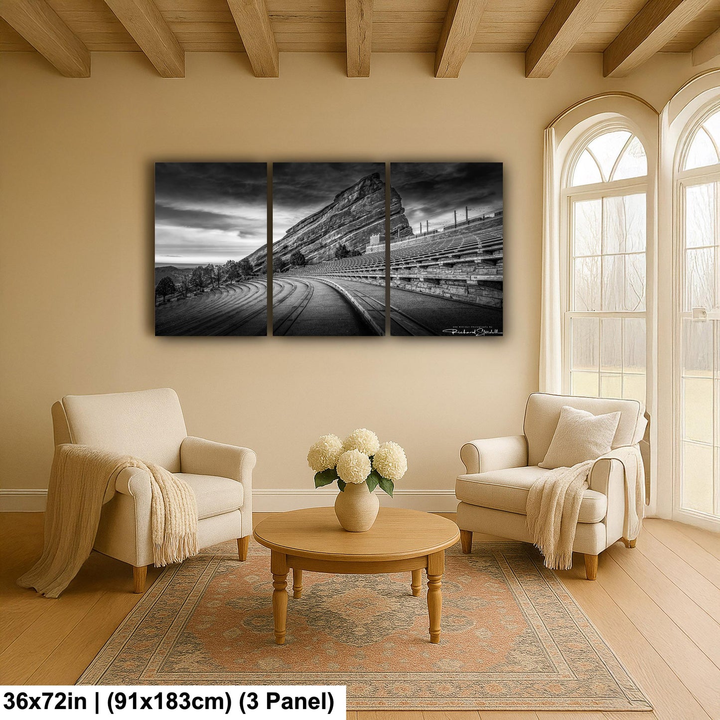 Red Rocks Wall Art - Black and White Scenic Landscape Print on Premium Photo Paper