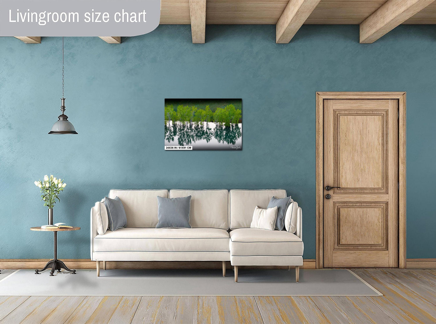 Lake Photo Wall Art – Serene Trees Lake Photograph With Tranquil Water Reflection