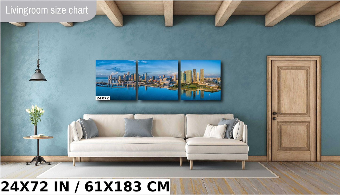 Miami Skyline Wall Art - Panoramic Cityscape On Premium Photo Paper Print