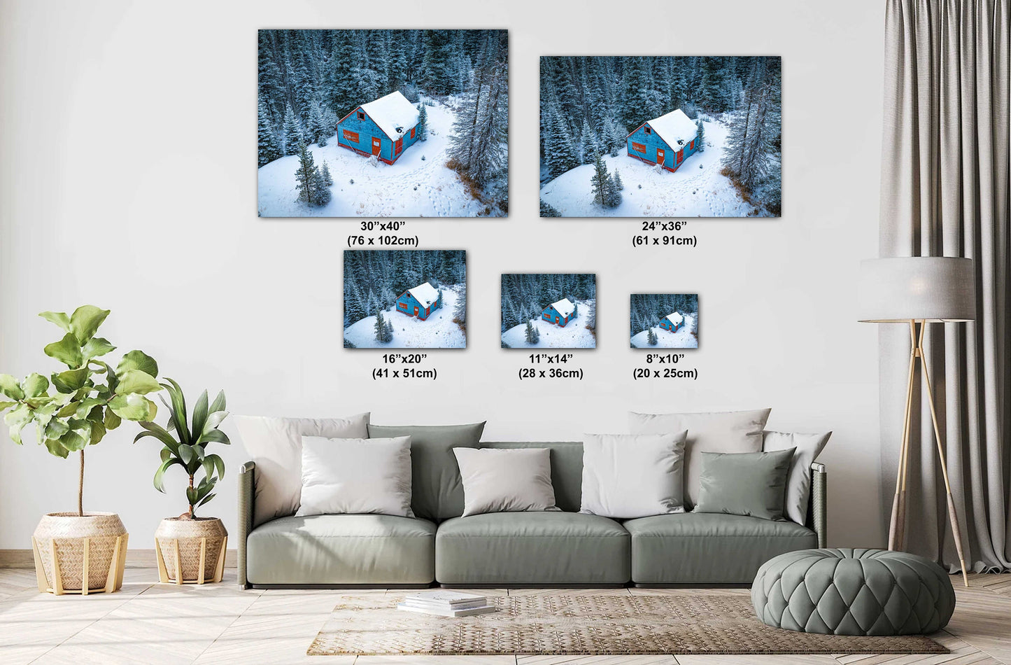 Winter Cabin Wall Art - Cozy Rustic Lodge Decor With Snowy Mountain Scene