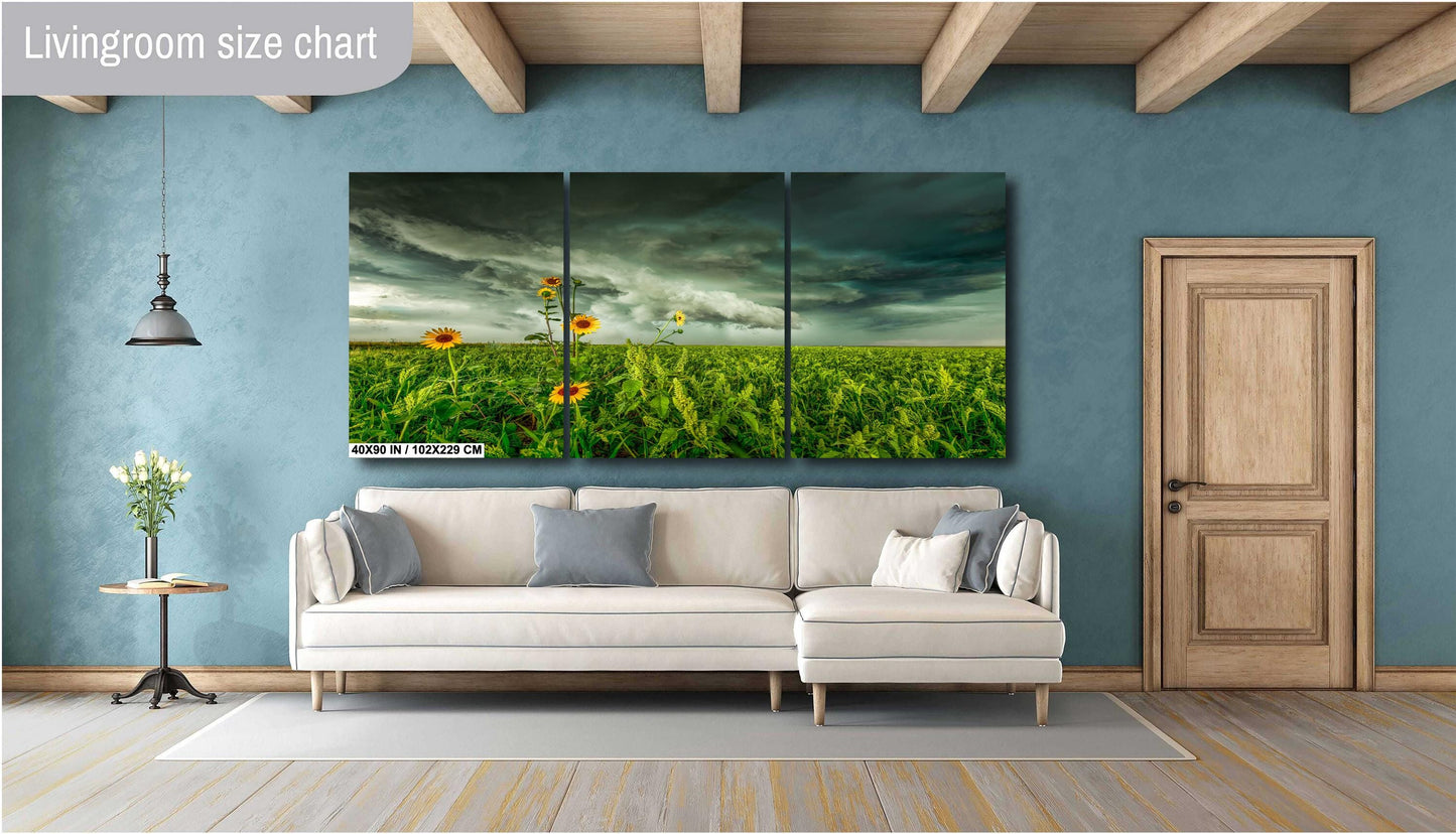 Stormy Sky Wall Art - Moody Landscape Print | Sunflower Wall Decor | Ready to Hang Canvas