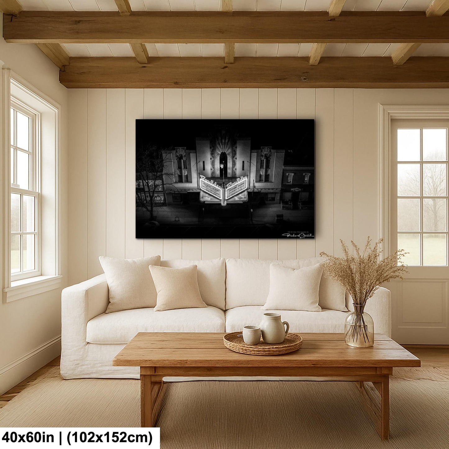 Boulder Theater Wall Art Canvas Acrylic (Ready to Hang, Black and White)