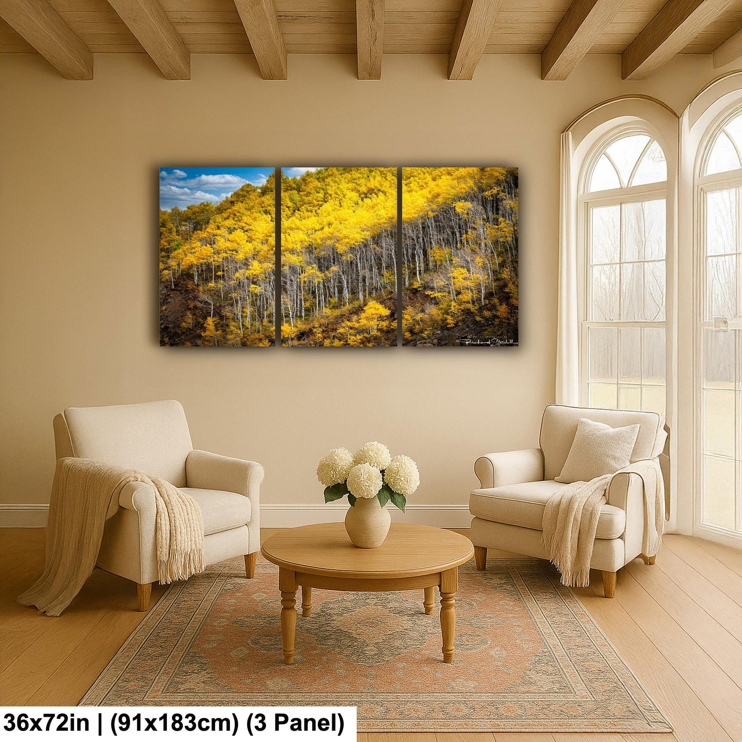 Colorado Aspen Tree Print - Rustic Autumn Mountain Wall Art With Golden Leaves