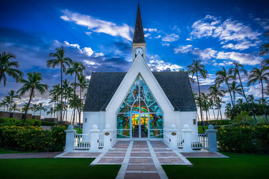 Wailea Chapel Wall Art - Maui Canvas Print | Metal & Acrylic Tropical Sunset Decor