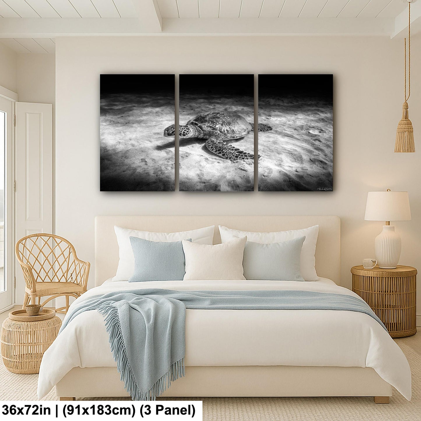 Sea Turtle Wall Art - Maui Ocean View | Tropical Coastal Decor Print