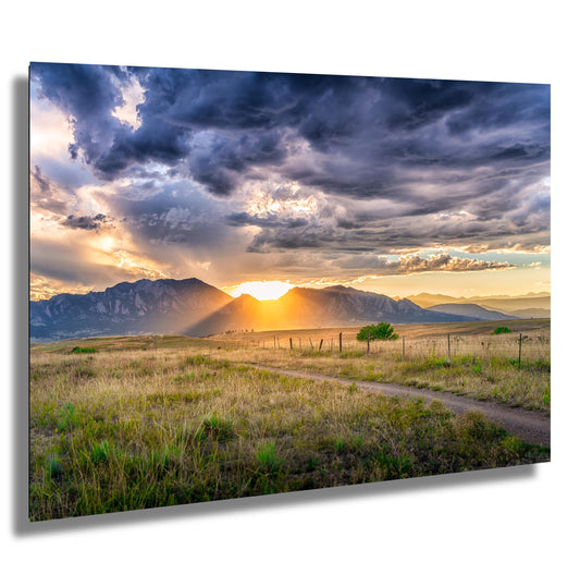 Boulder Flatirons Wall Art – Colorado Mountain Decor | Sunset Landscape Canvas Print