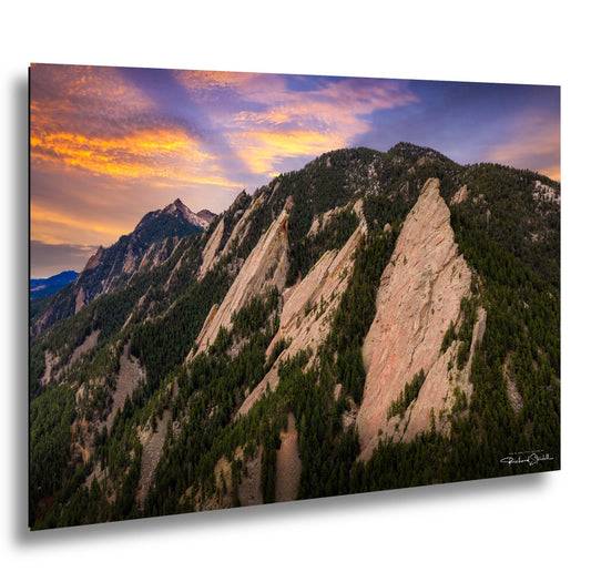 Boulder Flatirons Sunset Print: Colorado Mountain Wall Art (Canvas or Acrylic)