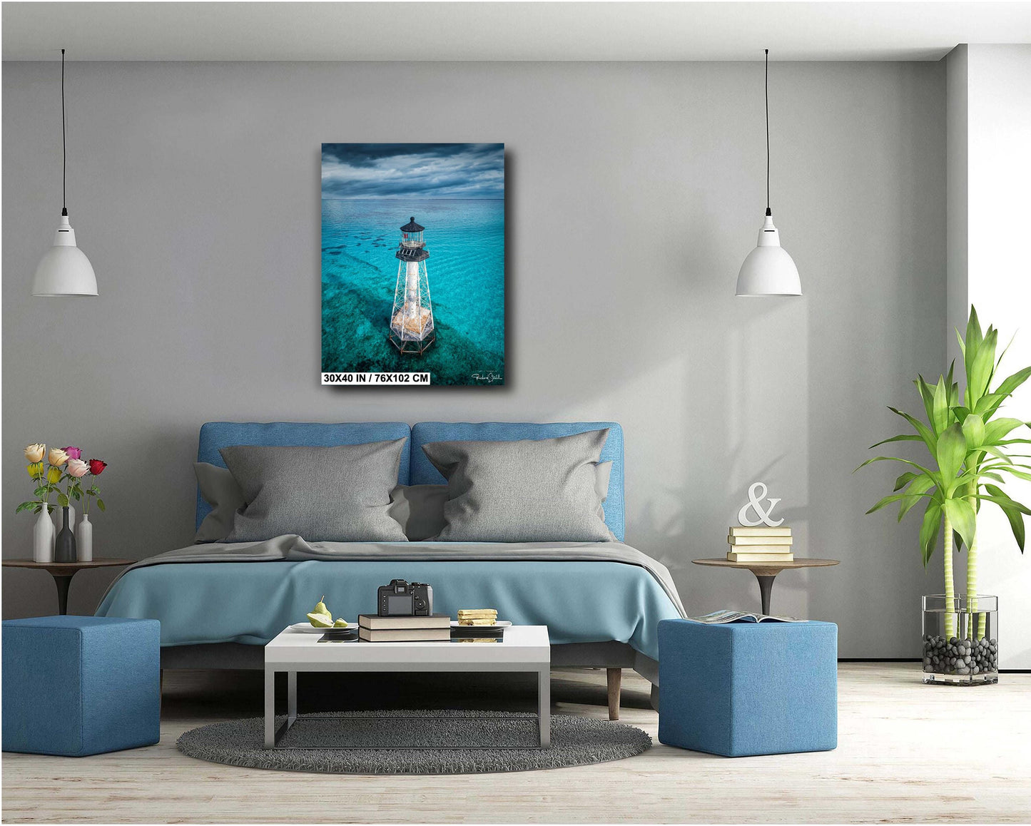 Alligator Reef Lighthouse Art – Coastal Wall Decor | Florida Keys Artwork Canvas Print