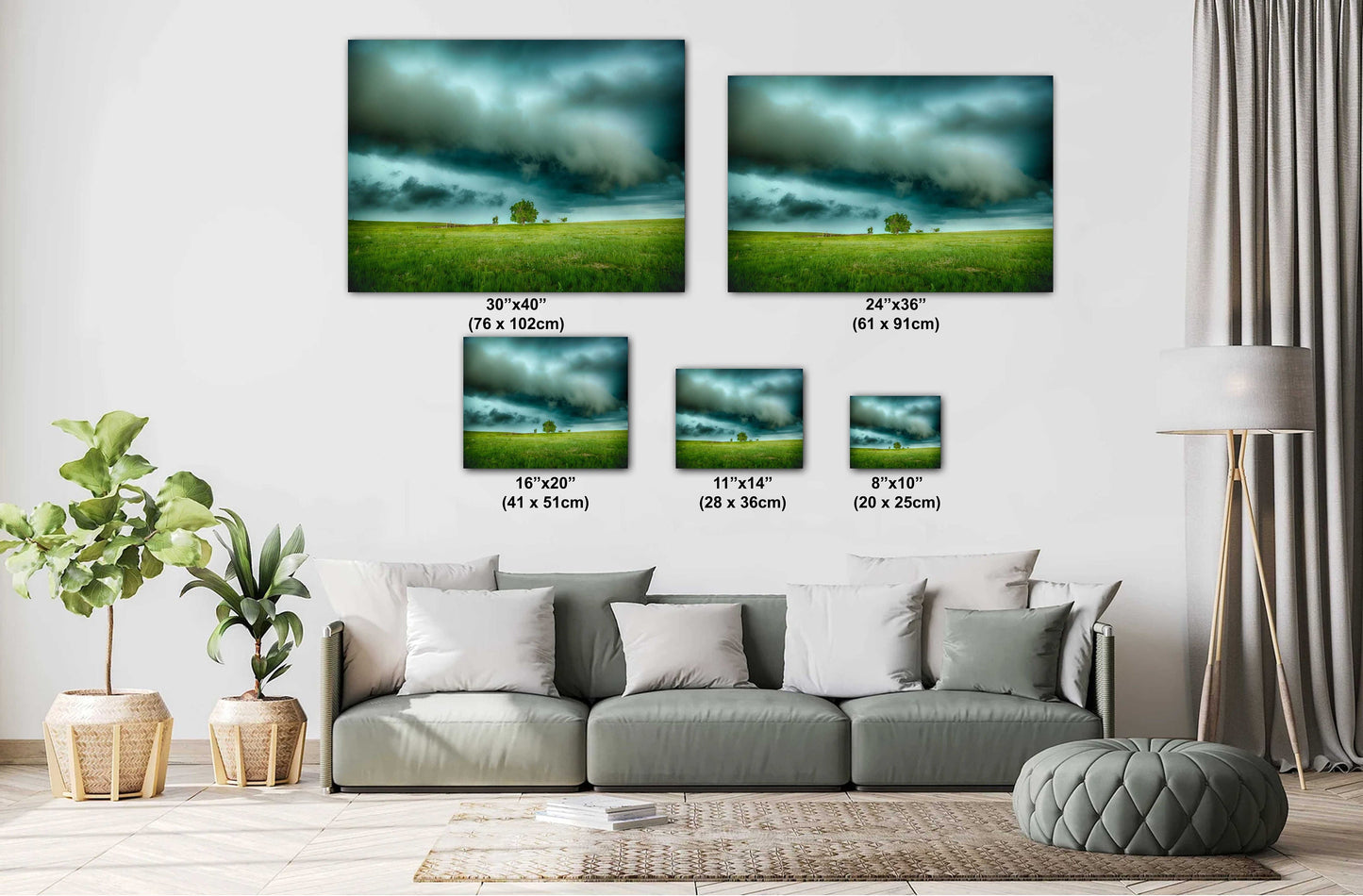 Stormy Sky Wall Art – Moody Landscape Print With Lone Tree Photograph