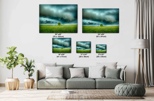 Stormy Sky Wall Art – Moody Landscape Print With Lone Tree Photograph