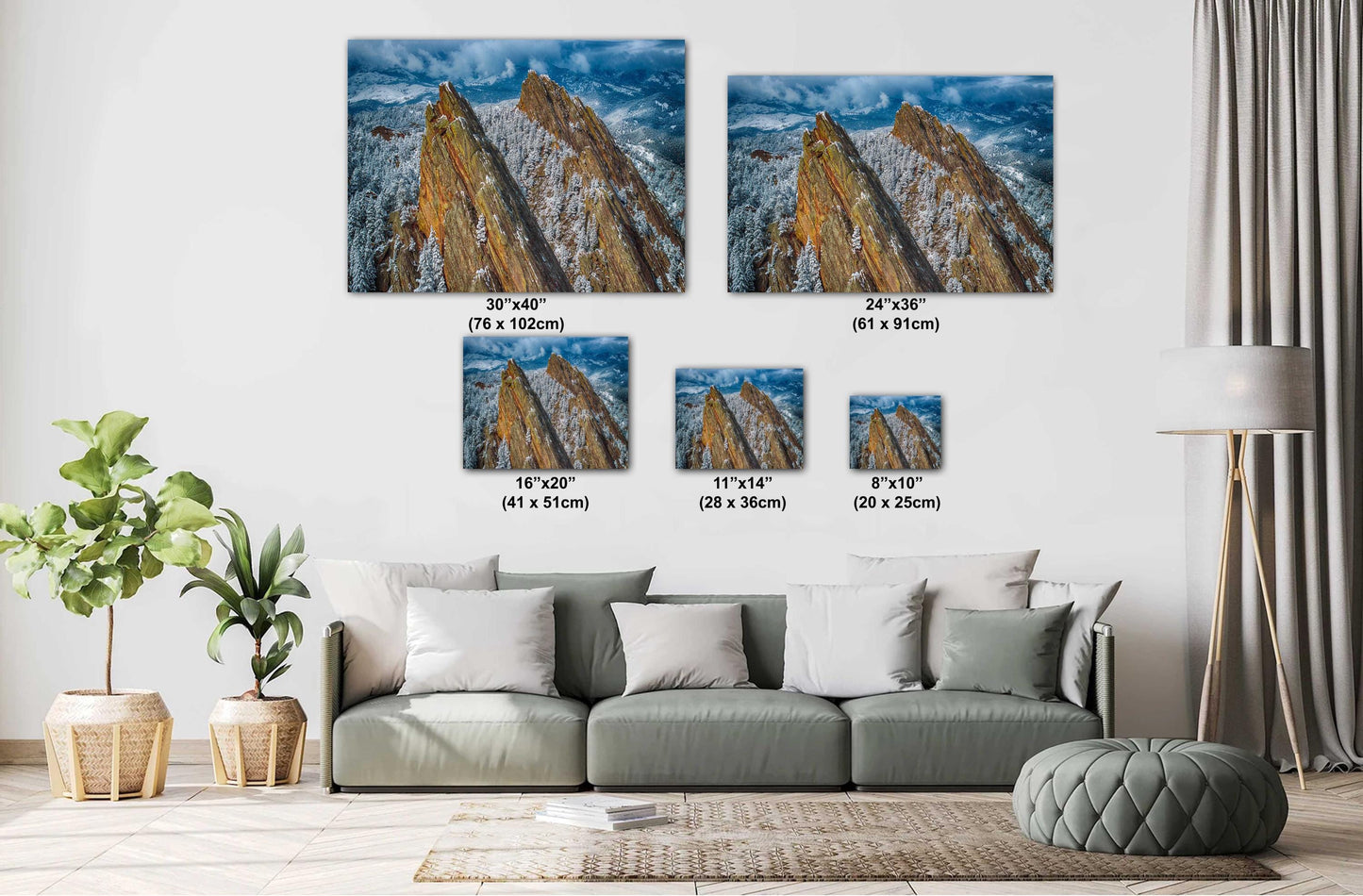 Flatirons Winter Wall Art - Colorado Mountain Decor | Ready to Hang Canvas Print