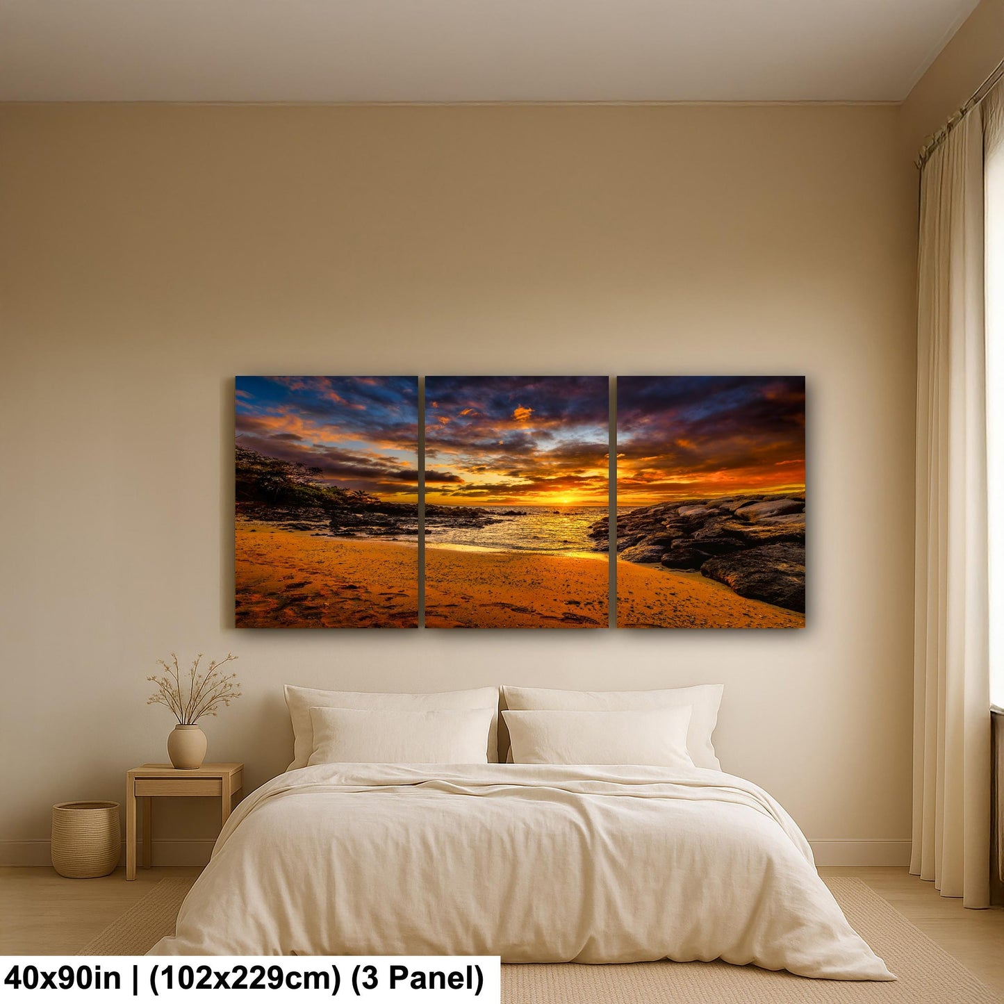 Sunset Wall Art - Maui Beach Print | Tropical Palm Artwork on Ready to Hang Canvas