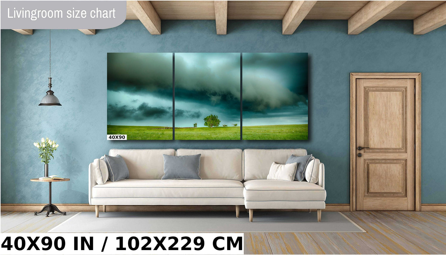Stormy Sky Wall Art – Moody Landscape Print With Lone Tree Photograph
