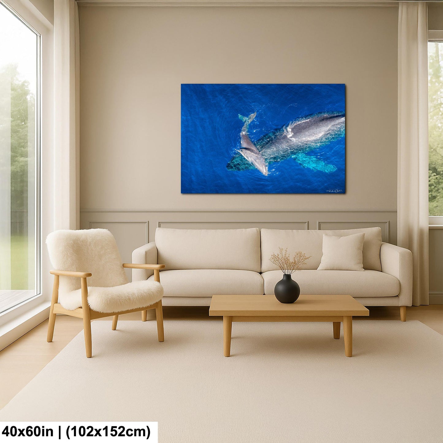 Humpback Whale Wall Art - Ocean Animal Print on Canvas, Metal, or Acrylic