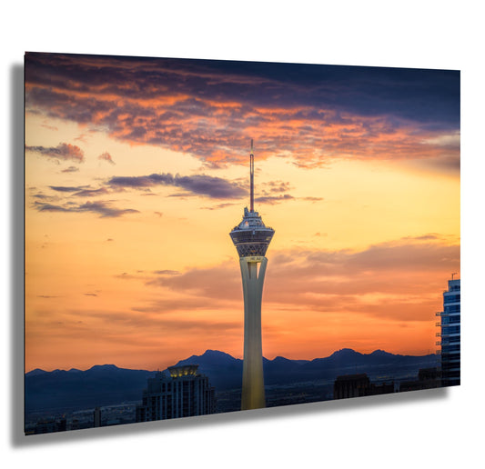 Las Vegas Stratosphere Art - Vibrant Cityscape Print | Premium Photo Paper Wall Art
