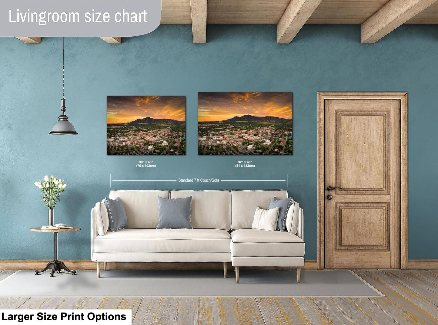 Boulder Wall Art – Modern Cityscape Print | Sunset Colors Decor Canvas