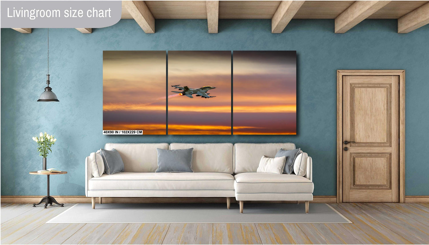 F-16 Wall Art - Fighter Jet Decor | Military Aircraft Art | Unique Home Artwork