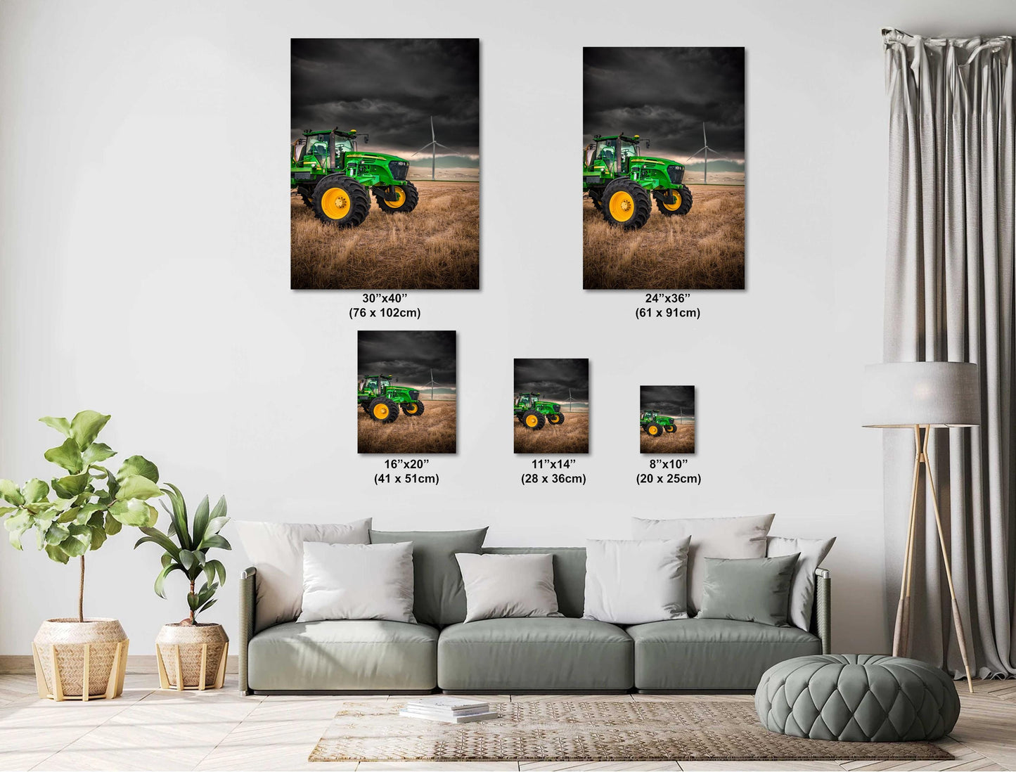 John Deere Tractor Wall Art – Dramatic Farm Landscape Photography Print | Rustic Country Decor
