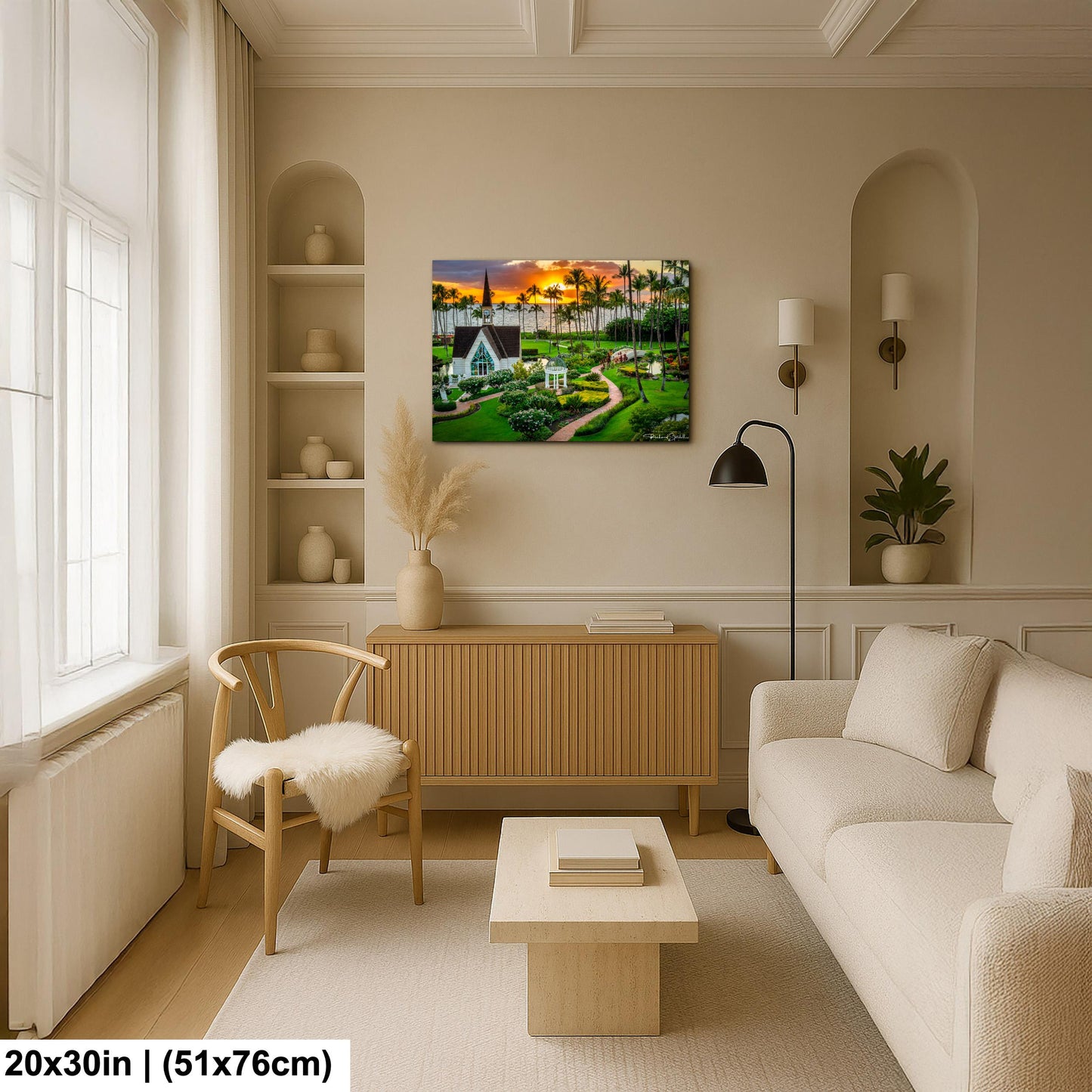 Wailea Chapel Maui Print - Tropical Sunset Art | Ready to Hang Canvas