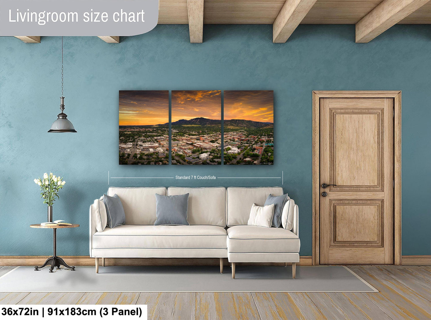 Boulder Wall Art – Modern Cityscape Print | Sunset Colors Decor Canvas