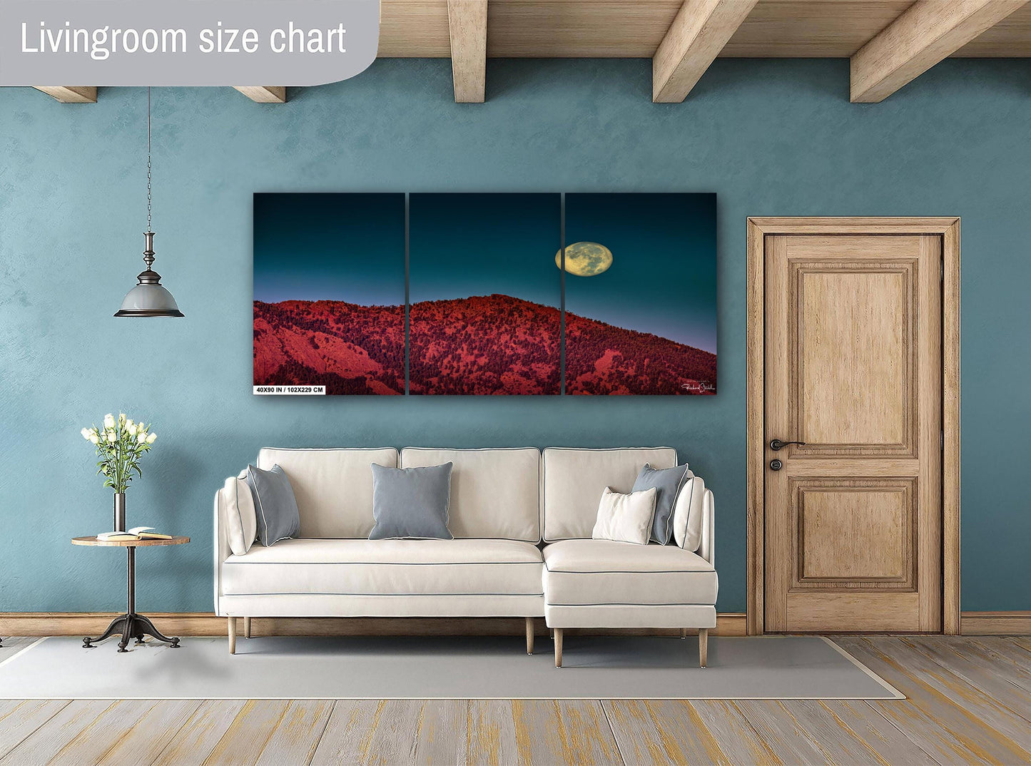 Boulder Flatirons Wall Art – Full Moon Sunrise Print | Colorado Mountain Decor