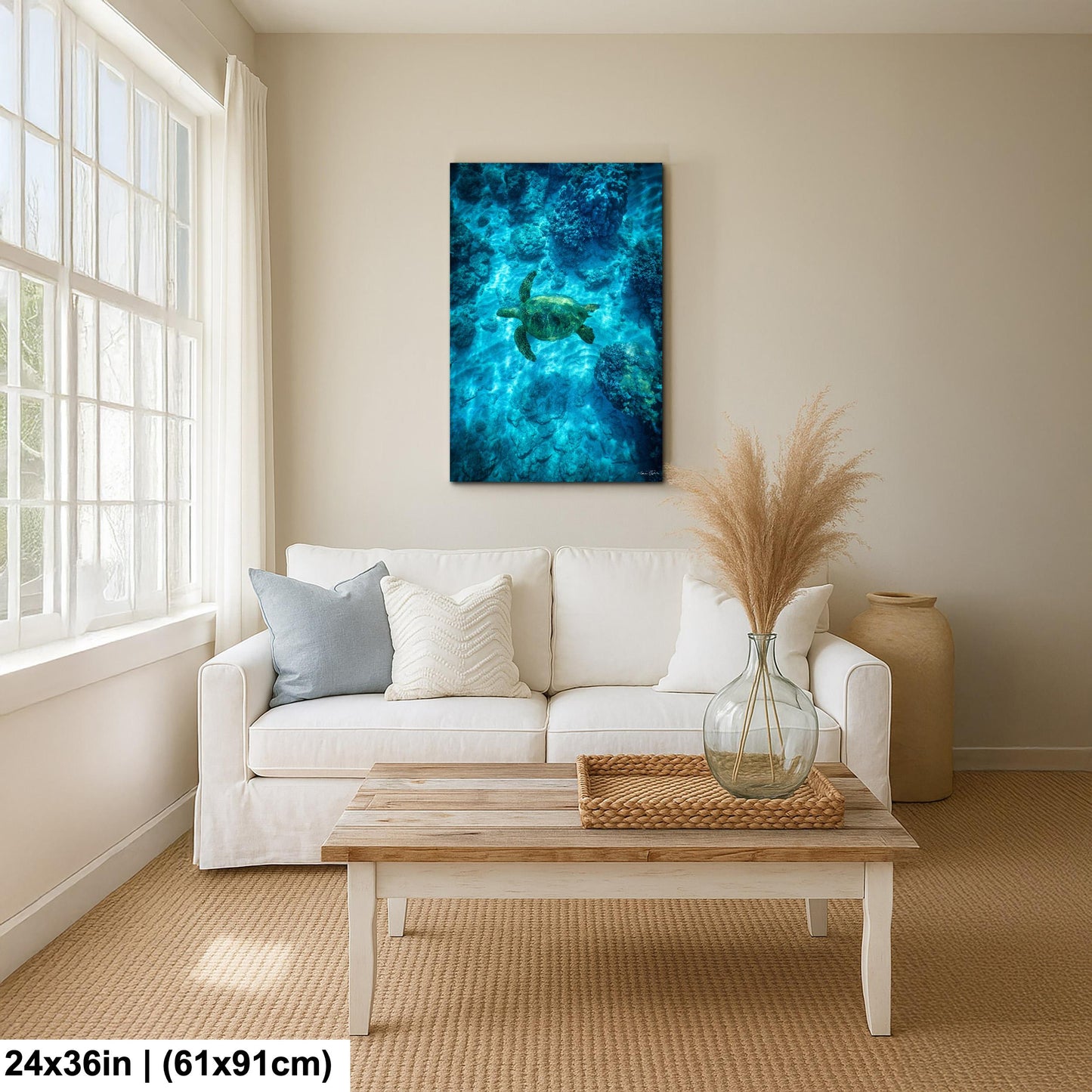 Sea Turtle Wall Art: Maui Ocean View - Tropical Coastal Decor