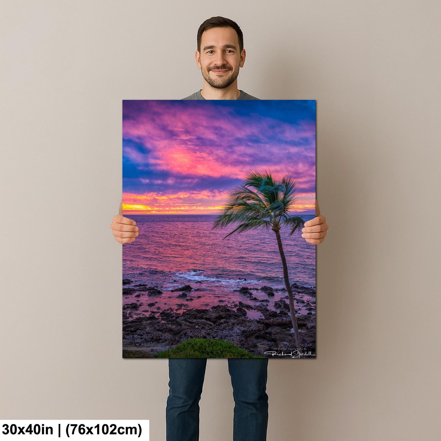 Maui Sunset Wall Art - Tropical Palm Tree Landscape