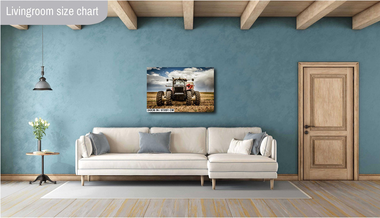 Rustic Tractor Wall Art - Farm Equipment Print | Country Landscape Decor Canvas