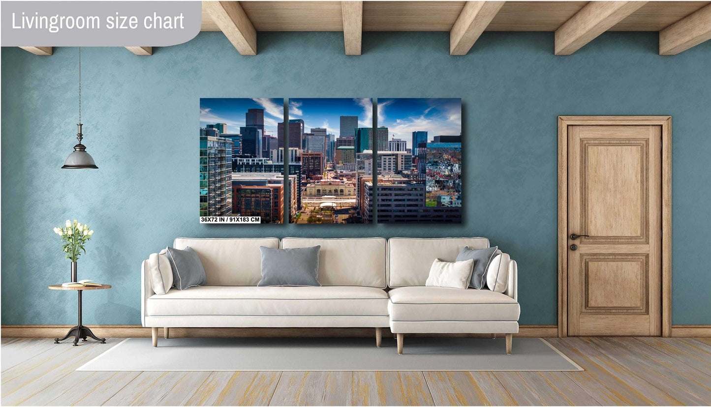 Denver Skyline Wall Art – Modern Cityscape Decor Featuring Union Station Print