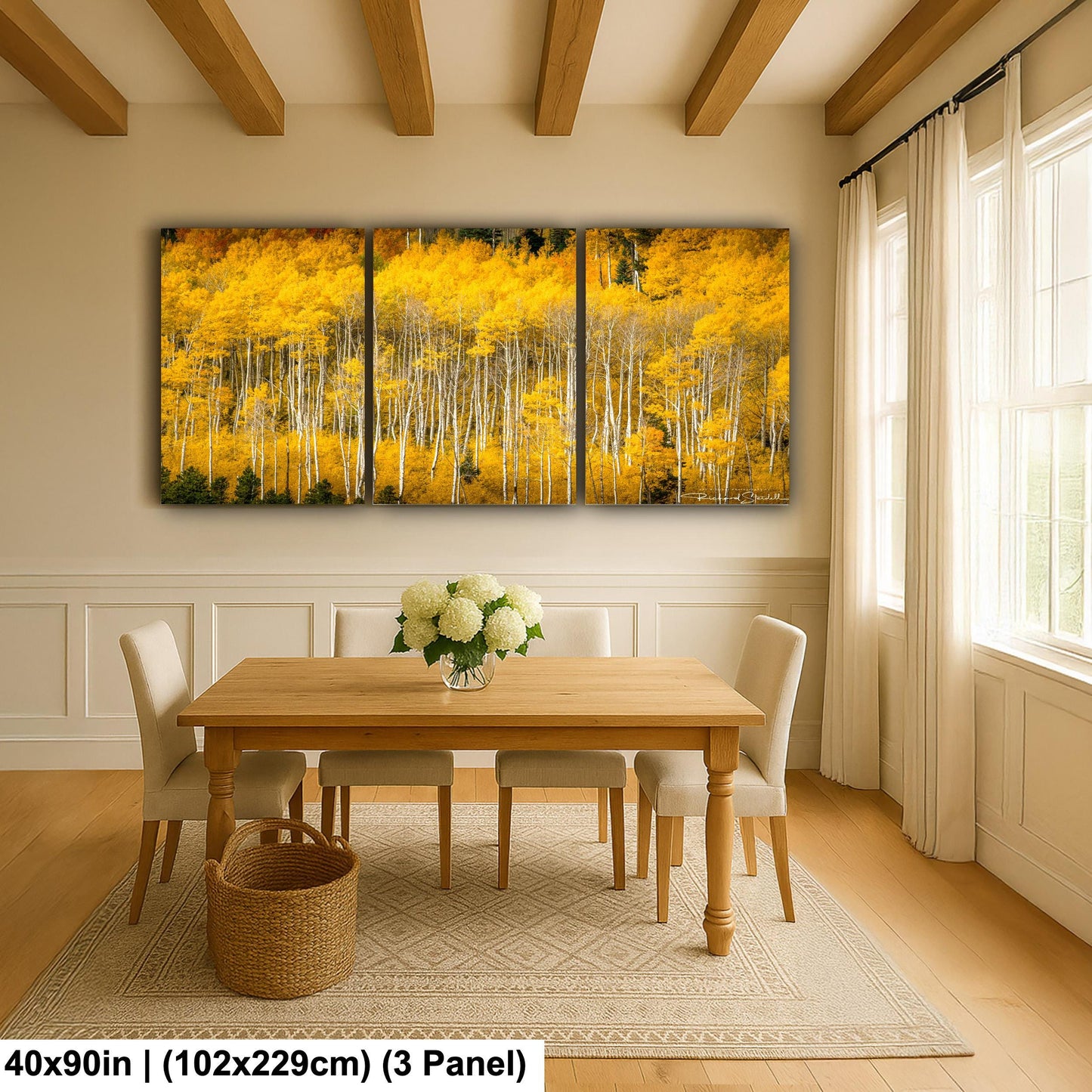 Colorado Aspen Tree Print - Rustic Autumn Mountain Wall Art With Golden Leaves