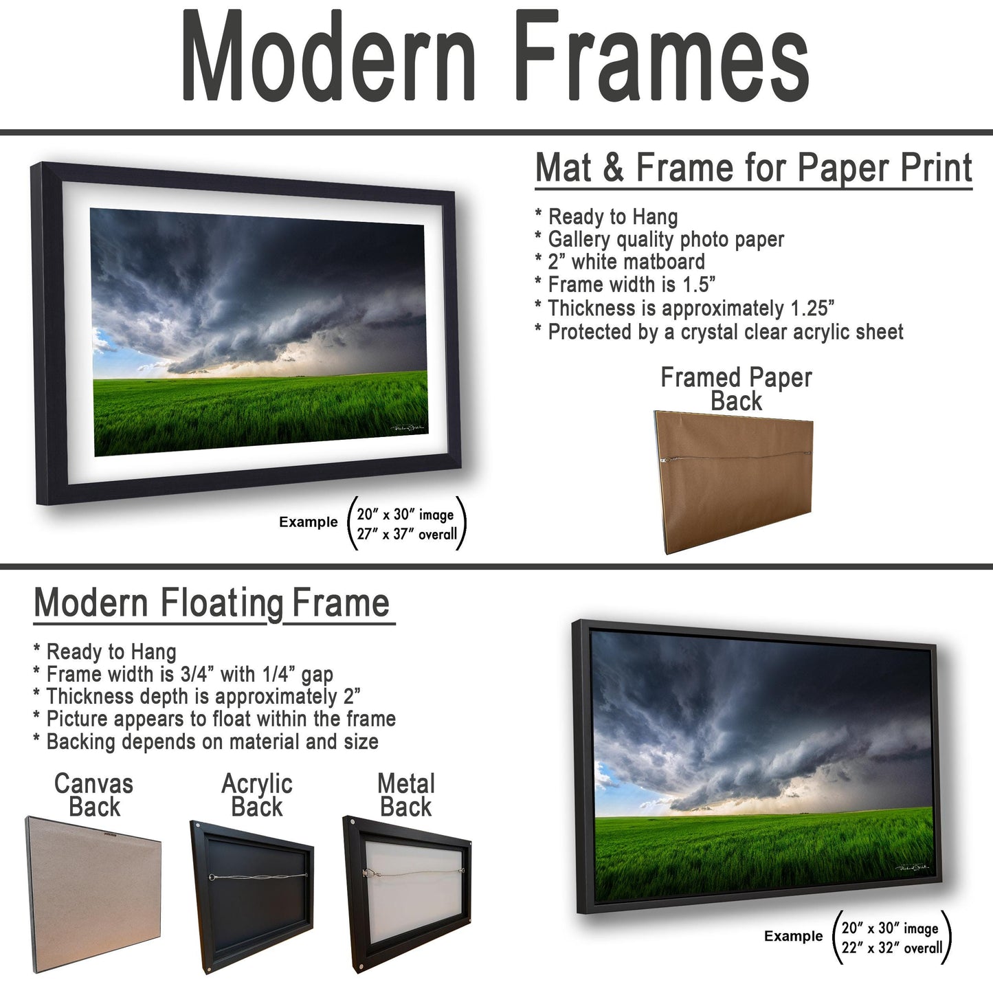 Supercell Storm Photo Print, Dramatic Clouds (Multiple Sizes)