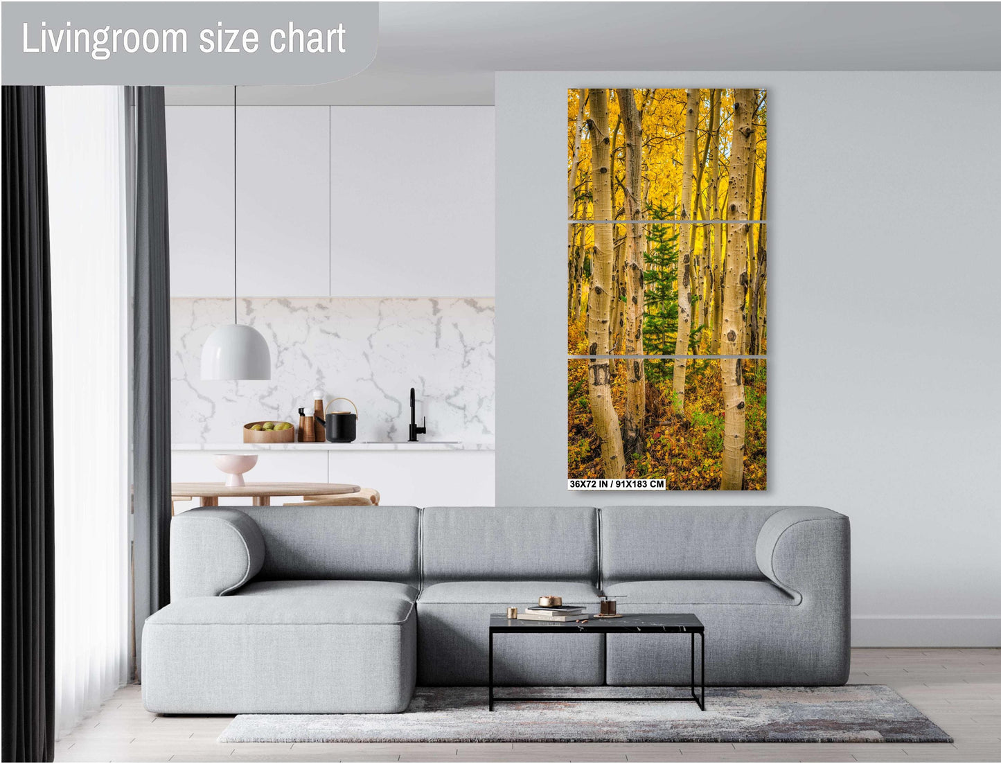 Colorado Aspen Wall Art – Large Autumn Tree Decor with Golden Leaves & Mountain Landscape Print