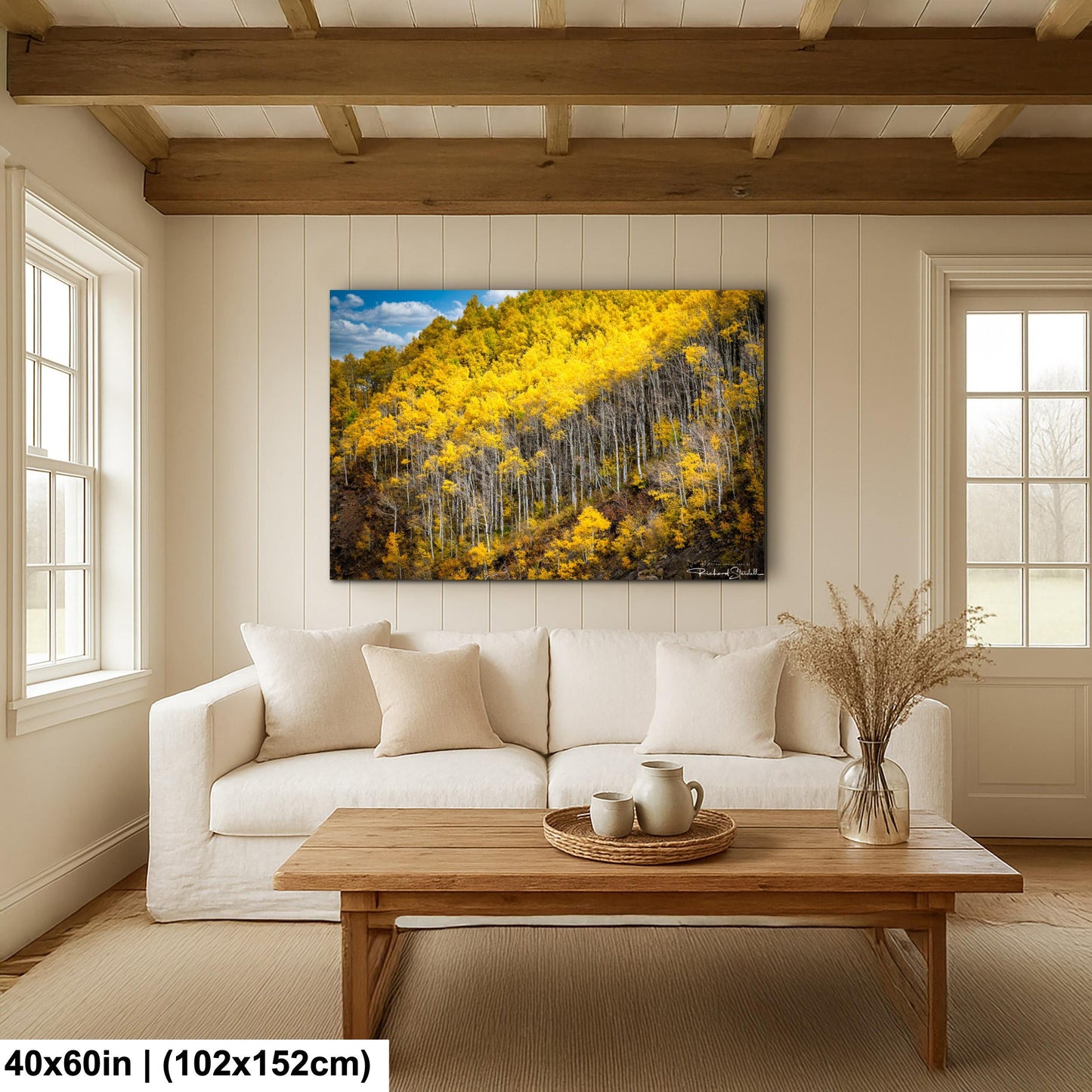 Colorado Aspen Tree Print - Rustic Autumn Mountain Wall Art With Golden Leaves