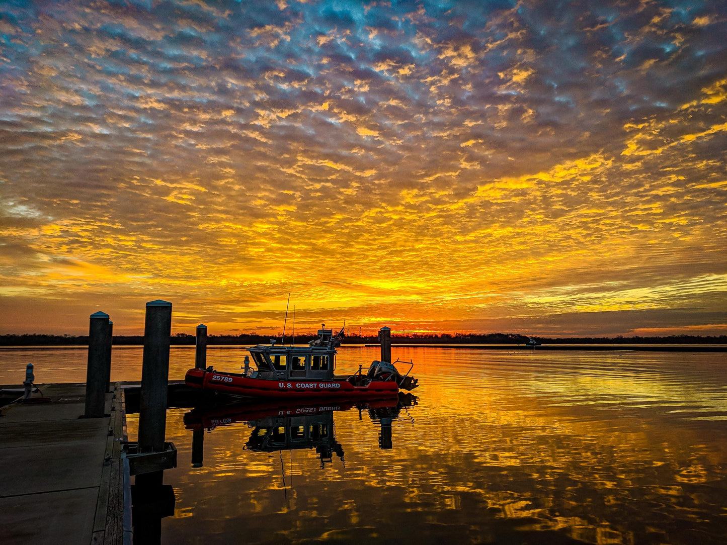 U.S. Coast Guard Wall Art – Nautical Photo Canvas | Vivid Sunrise Boat Print