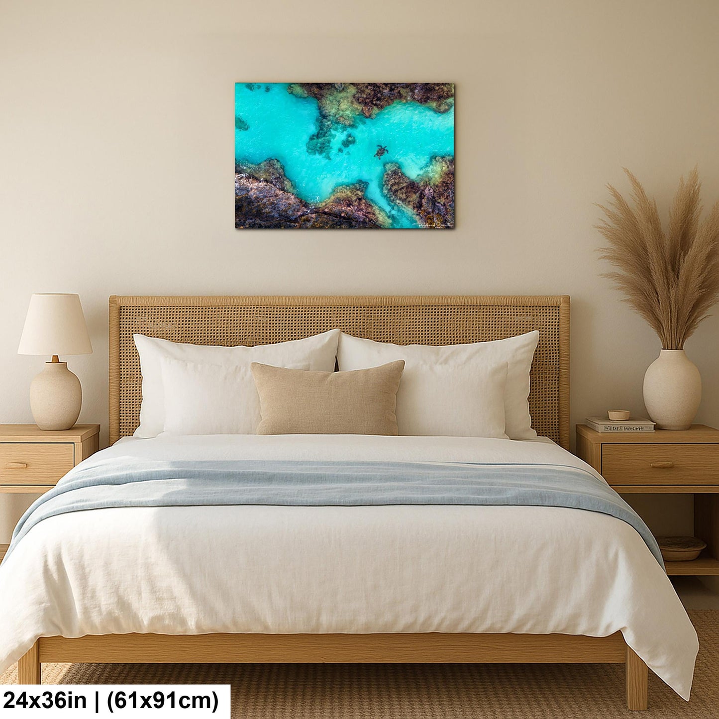 Sea Turtle Wall Art – Maui Reef Scene | Tropical Coastal Decor, Ready To Hang Art