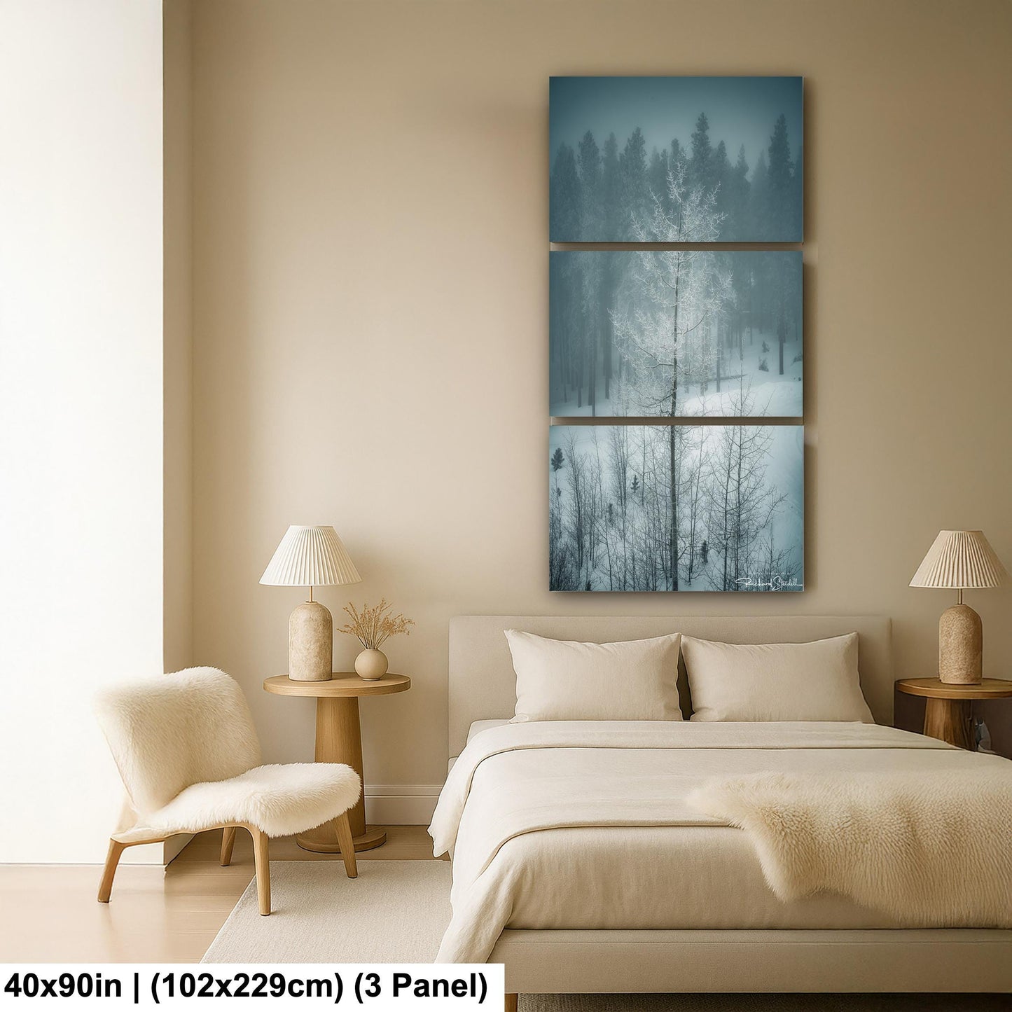 Winter Landscape Wall Art - Snowy Aspen Trees, Cozy Feel