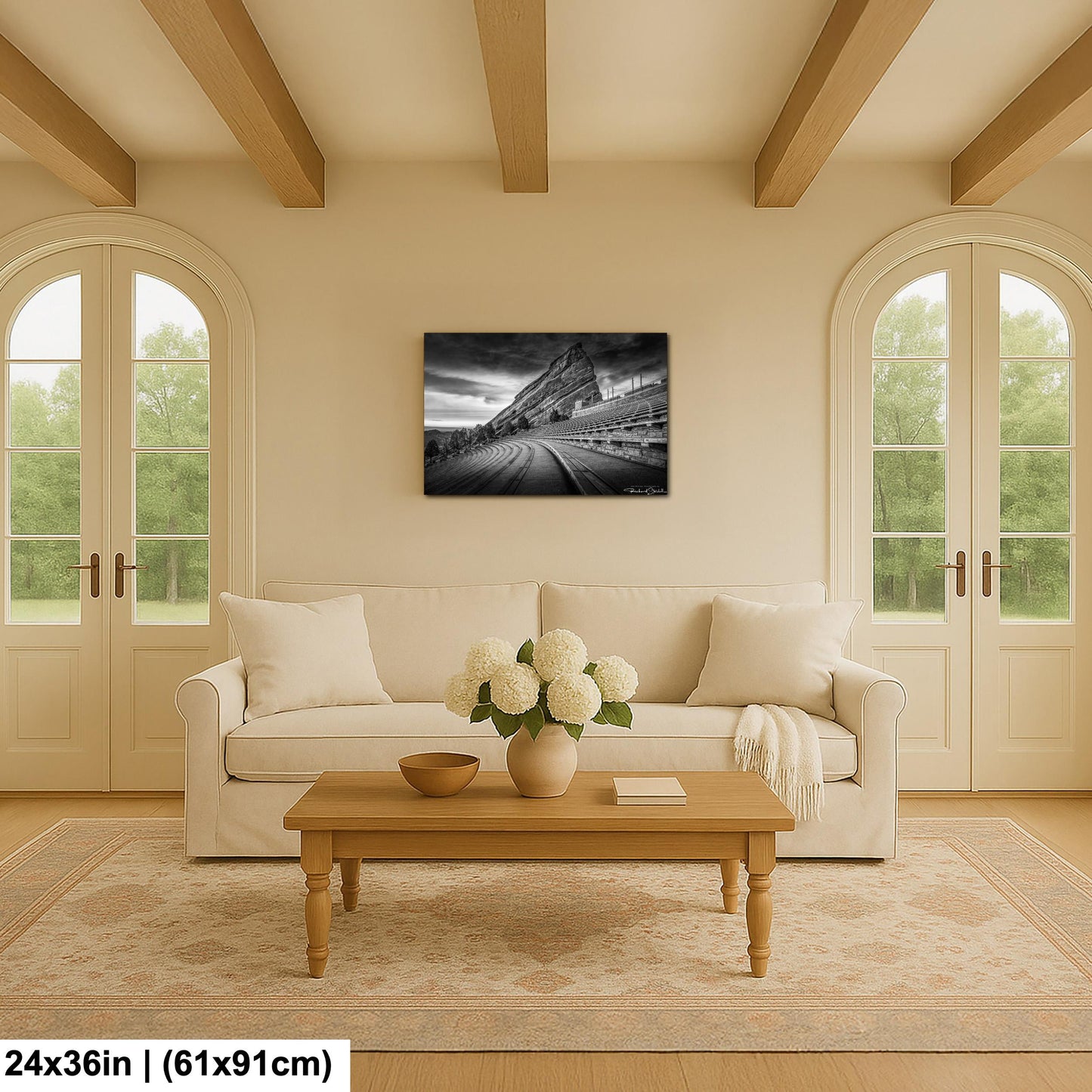 Red Rocks Wall Art - Black and White Scenic Landscape Print on Premium Photo Paper