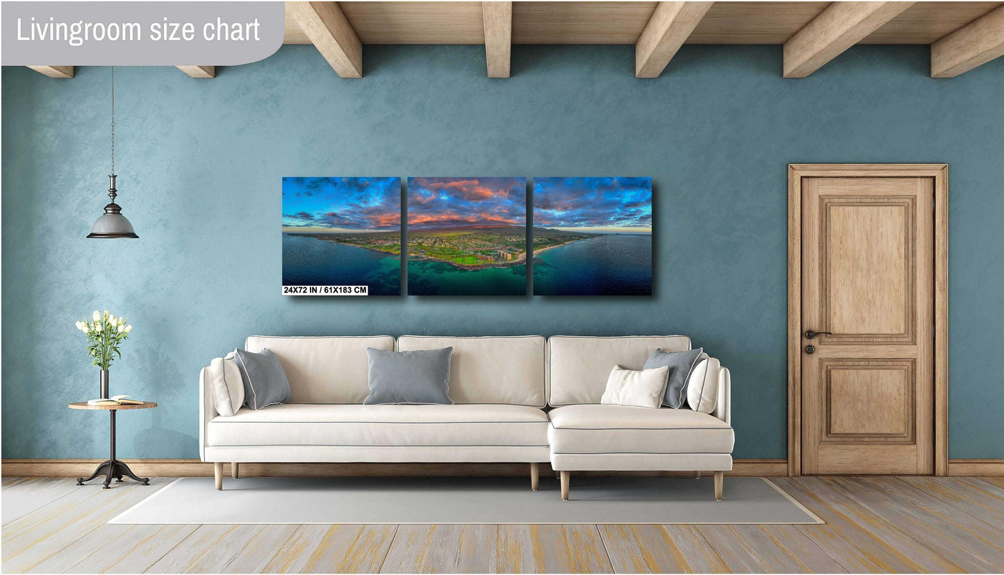 Maui Sunset Photo - Vibrant Ocean Sunset on South Kihei Print | Wailea Wall Art